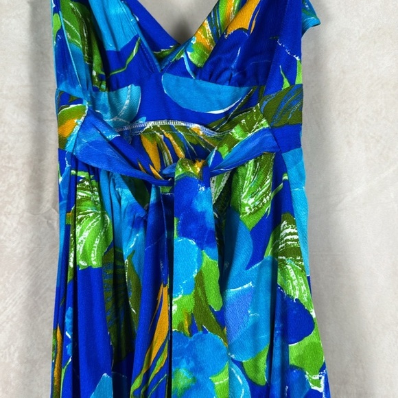 Pomare Vintage Hawaiian Maxi Dress Size 12 Tropical Aloha Floral 70s Ruffle Neck - Picture 6 of 12